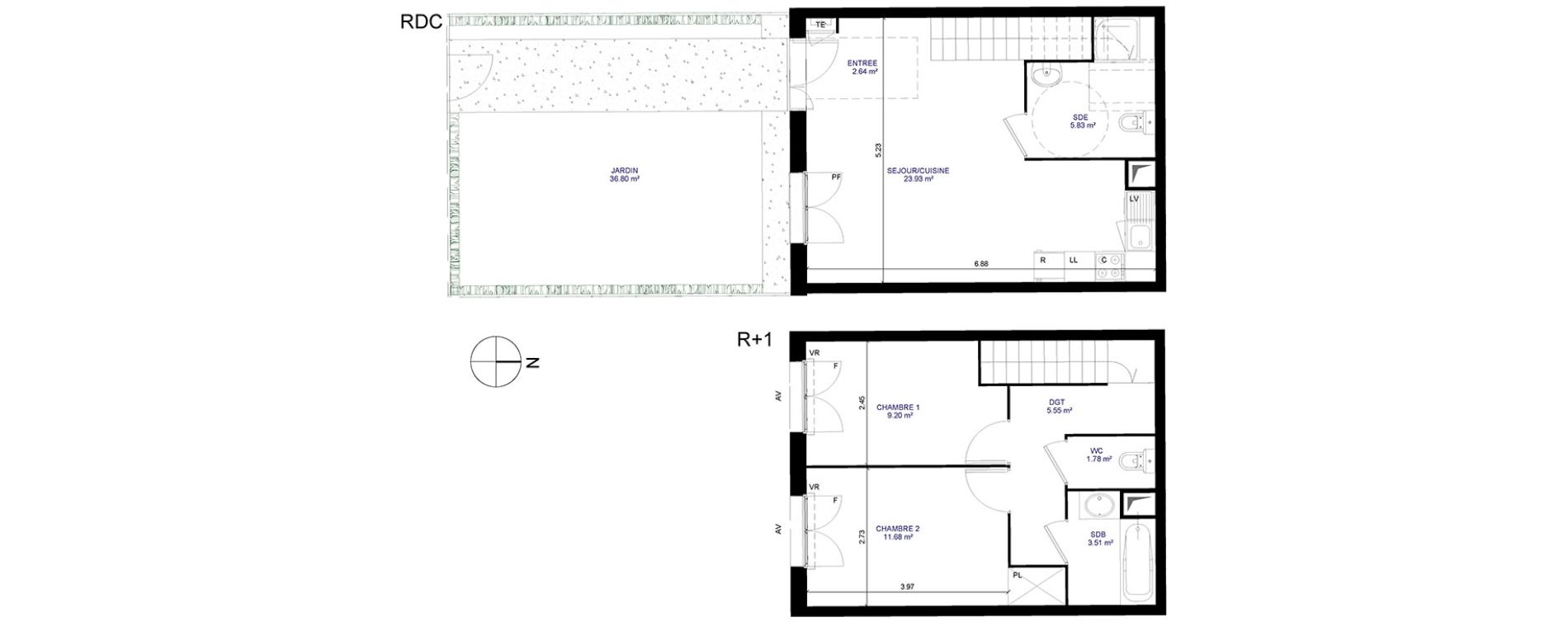 Duplex T3 de 64,12 m2 &agrave; Moissy-Cramayel Centre