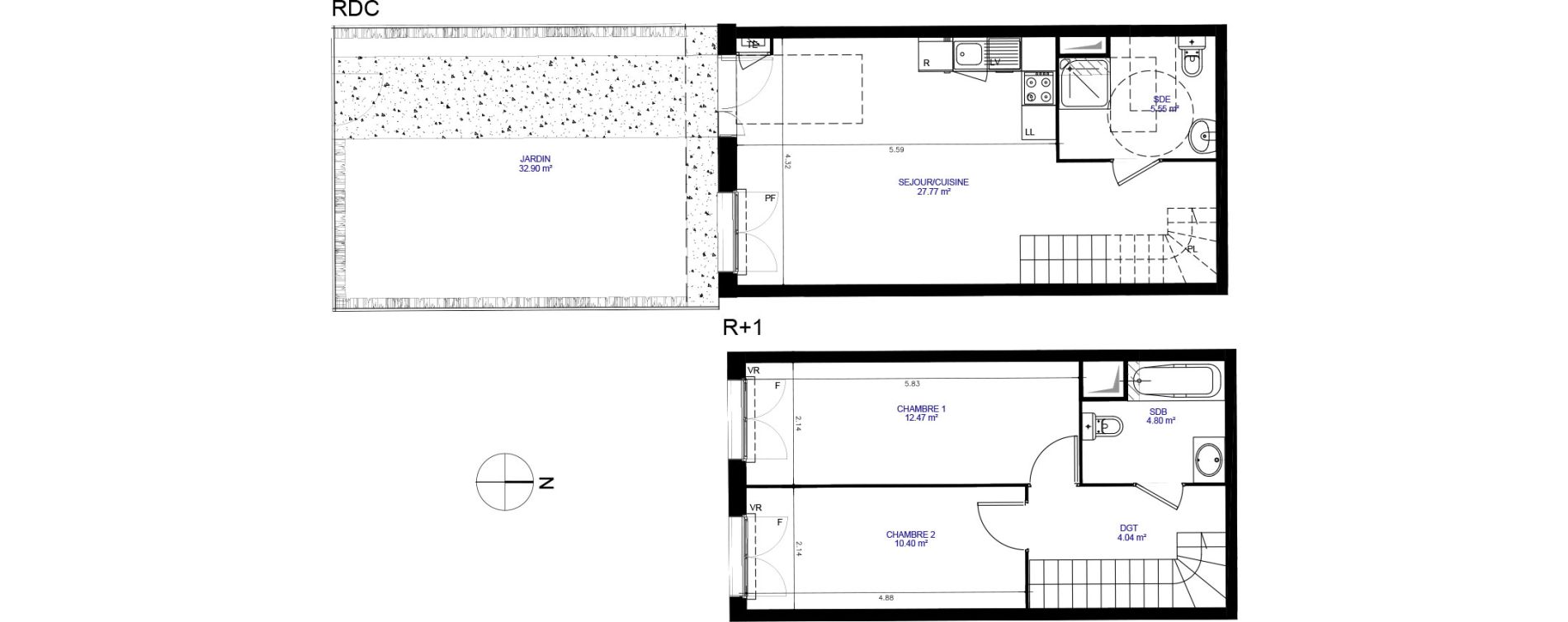 Duplex T3 de 64,95 m2 &agrave; Moissy-Cramayel Centre