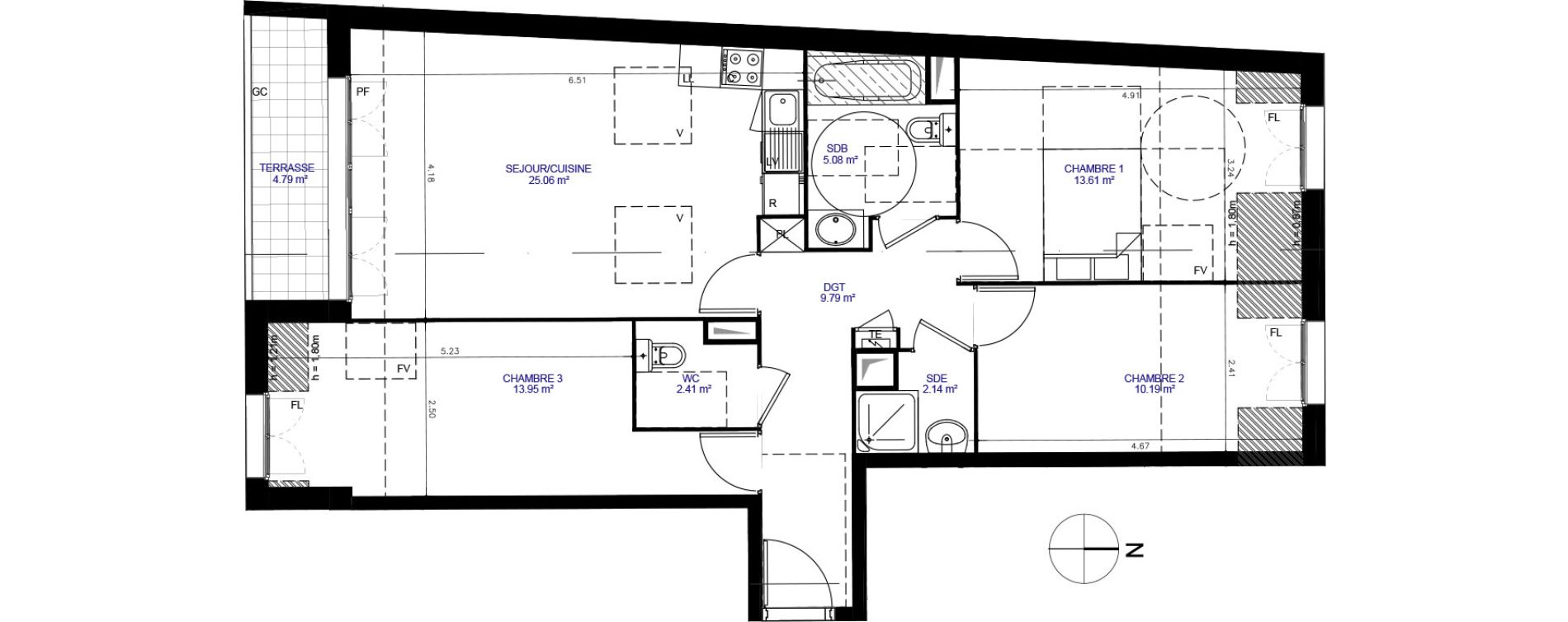 Appartement T4 de 82,23 m2 &agrave; Moissy-Cramayel Centre