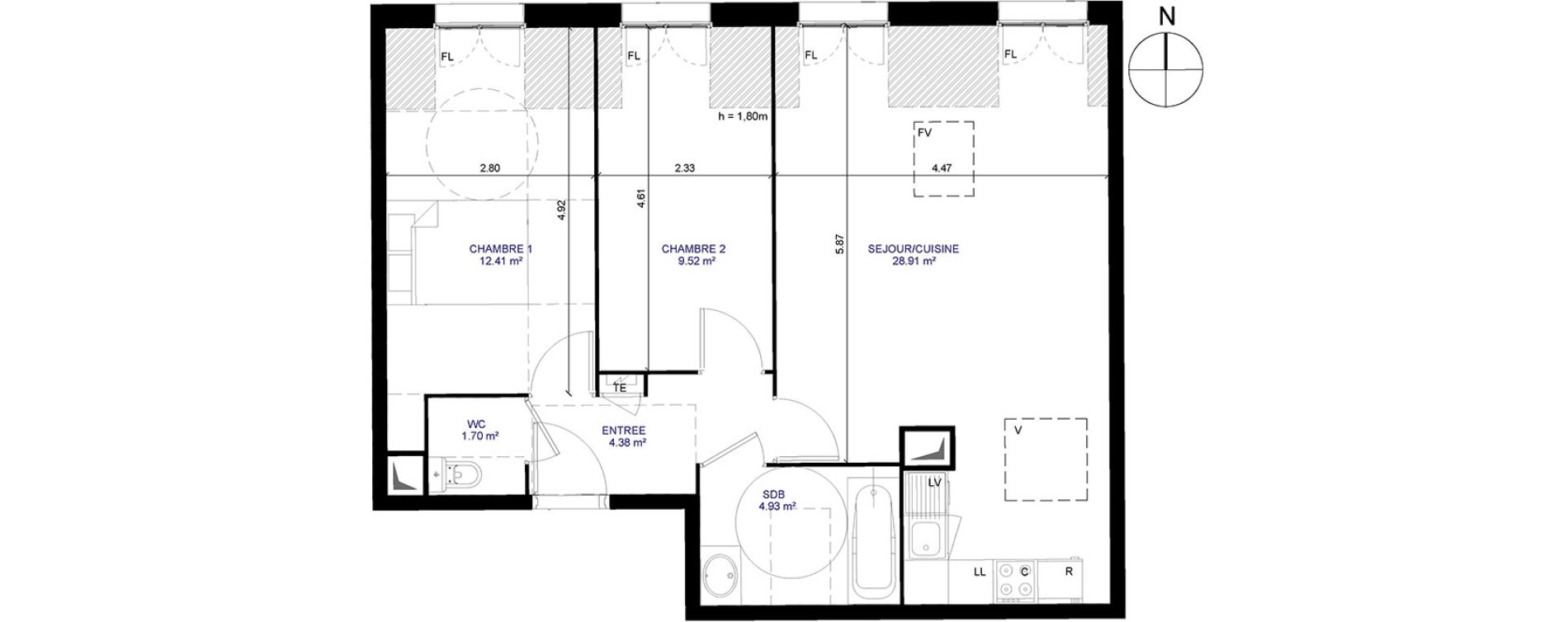 Appartement T3 de 61,85 m2 &agrave; Moissy-Cramayel Centre