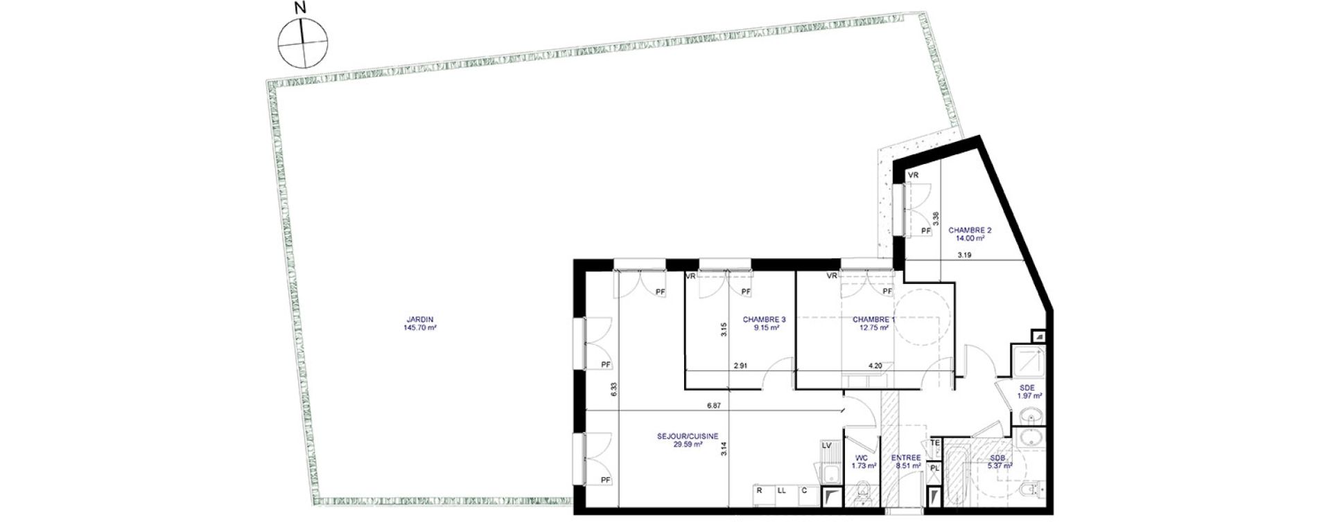 Appartement T4 de 83,07 m2 &agrave; Moissy-Cramayel Centre