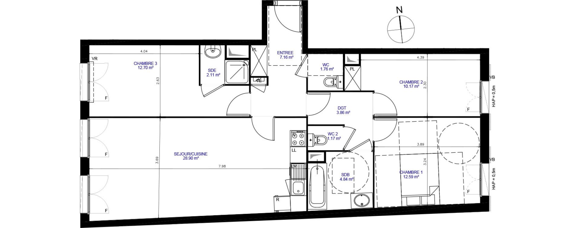 Appartement T4 de 86,26 m2 &agrave; Moissy-Cramayel Centre