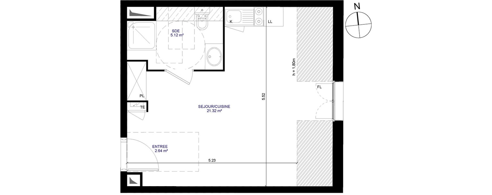 Appartement T1 de 29,08 m2 &agrave; Moissy-Cramayel Centre