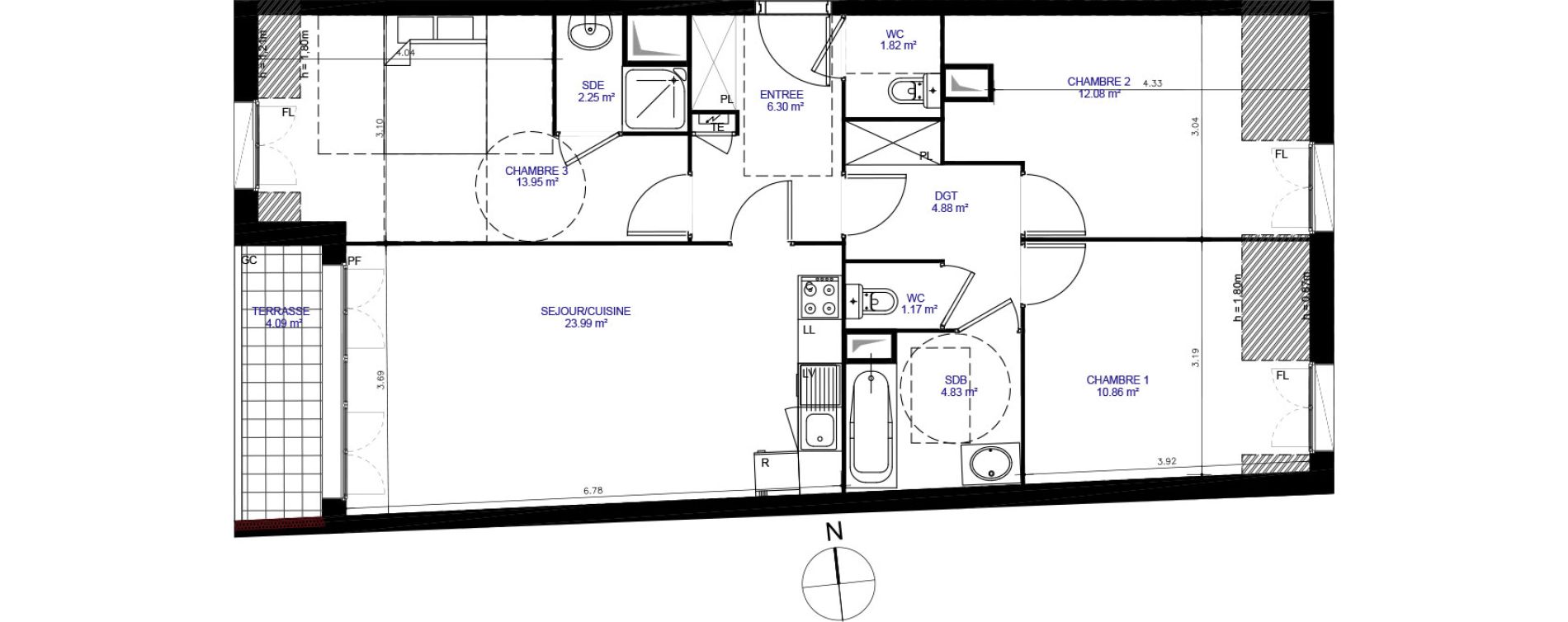 Appartement T4 de 82,13 m2 &agrave; Moissy-Cramayel Centre