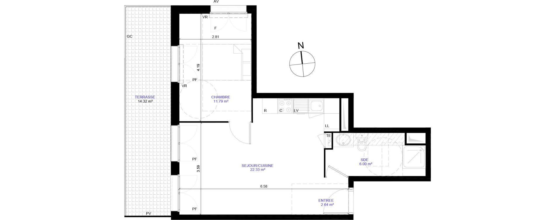 Appartement T2 de 42,76 m2 &agrave; Moissy-Cramayel Centre