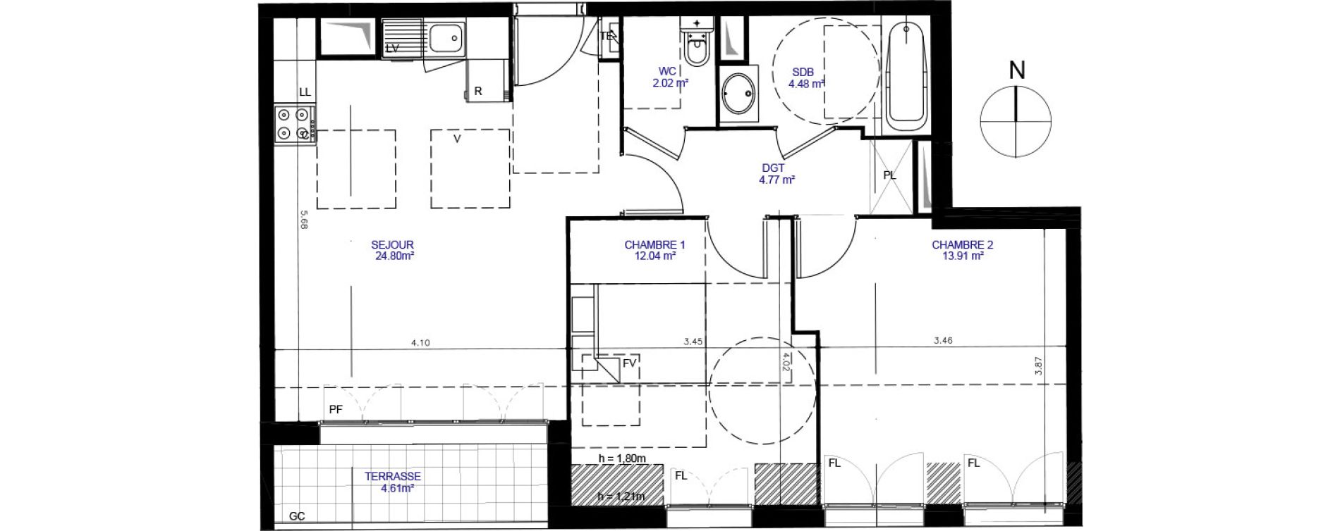 Appartement T3 de 62,02 m2 &agrave; Moissy-Cramayel Centre