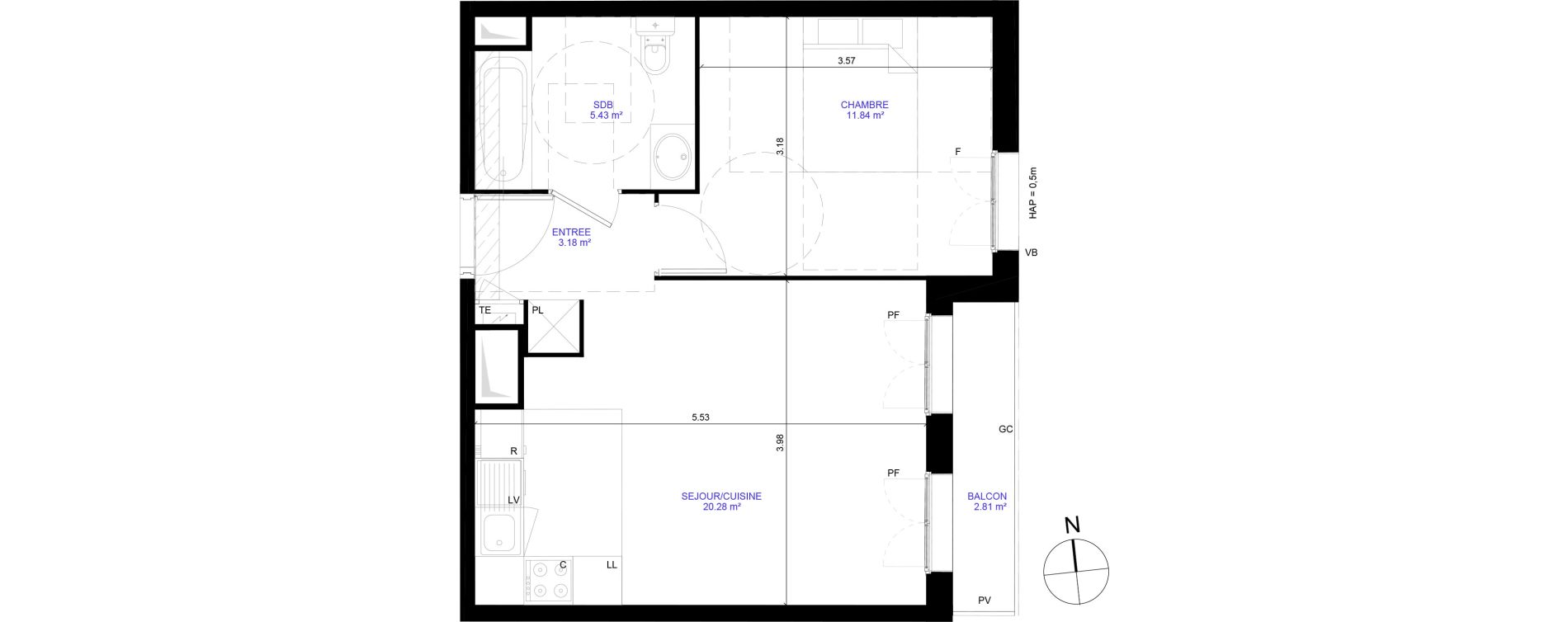 Appartement T2 de 40,73 m2 &agrave; Moissy-Cramayel Centre