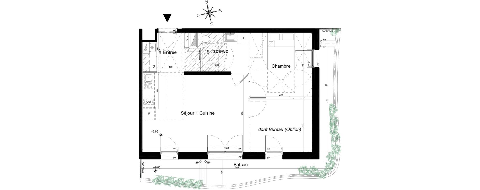 Appartement T2 de 52,22 m2 &agrave; Moissy-Cramayel L arboretum de chanteloup
