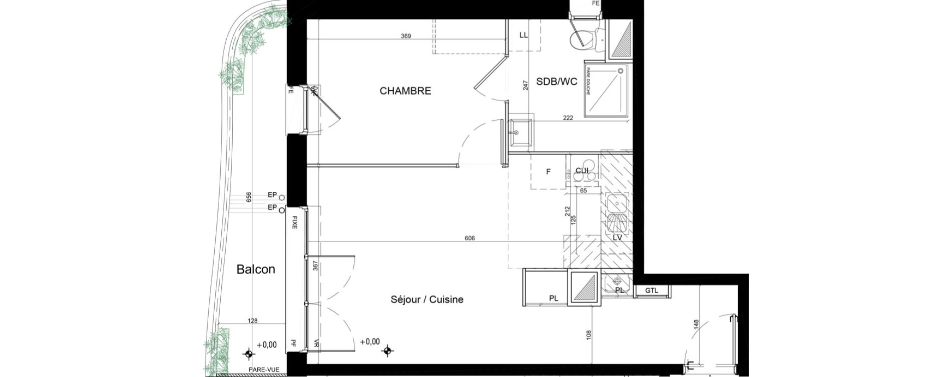Appartement T2 de 40,01 m2 &agrave; Moissy-Cramayel L arboretum de chanteloup