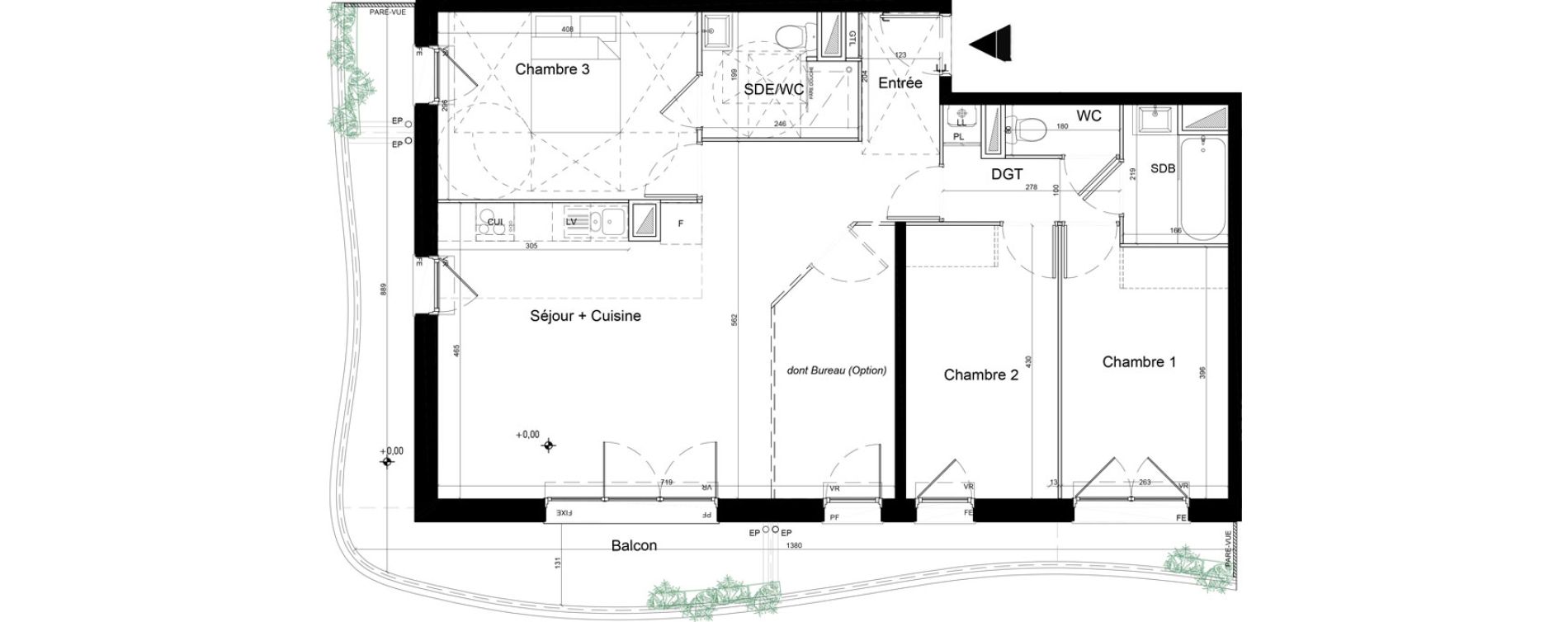 Appartement T4 de 84,96 m2 &agrave; Moissy-Cramayel L arboretum de chanteloup