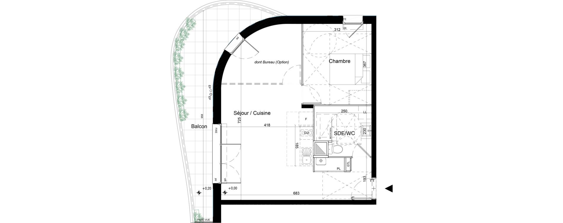 Appartement T2 de 51,48 m2 &agrave; Moissy-Cramayel L arboretum de chanteloup