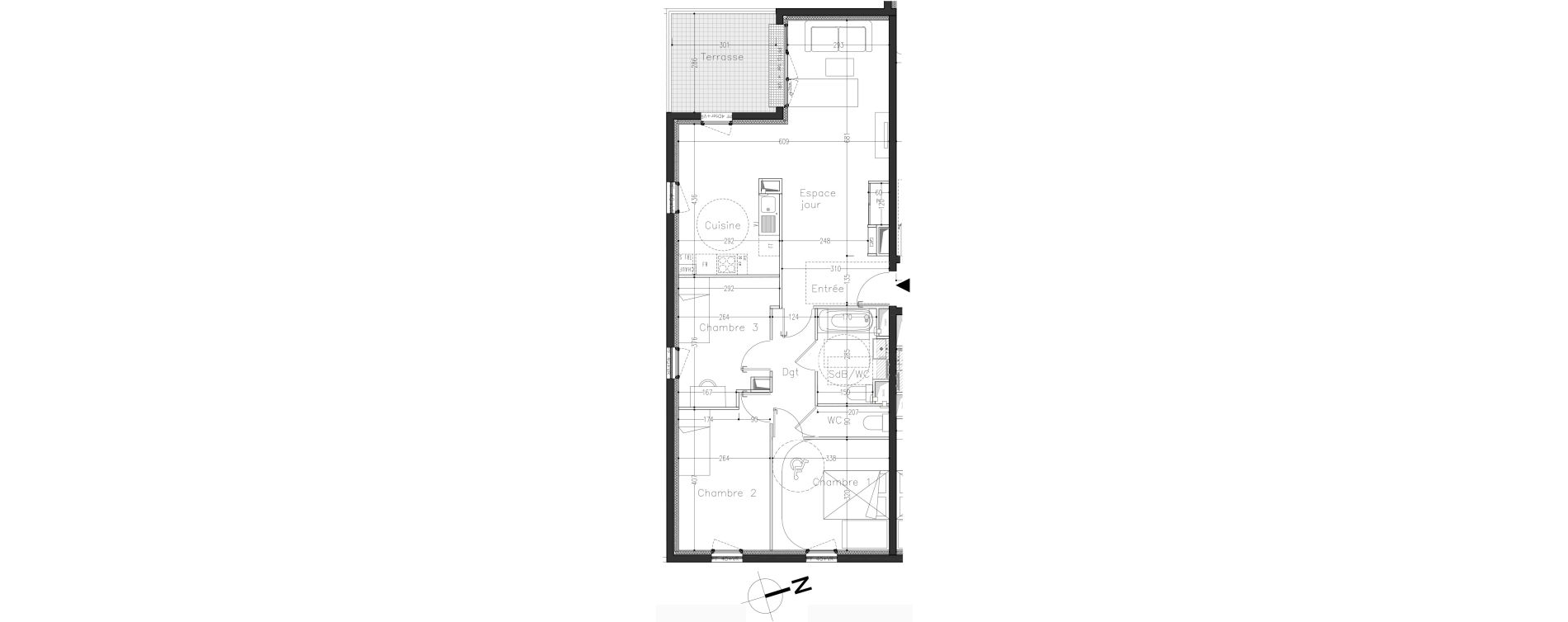 Appartement T4 de 79,80 m2 &agrave; Moissy-Cramayel L arboretum de chanteloup