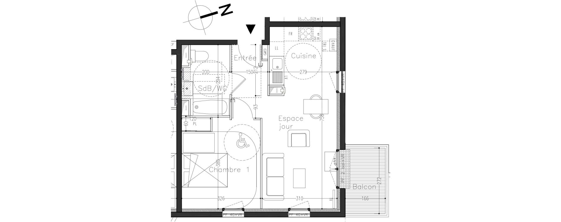 Appartement T2 de 43,70 m2 &agrave; Moissy-Cramayel L arboretum de chanteloup