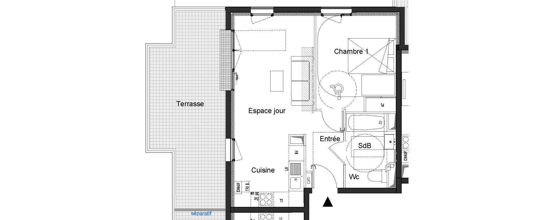 Appartement T2 de 43,00 m2 &agrave; Moissy-Cramayel L arboretum de chanteloup