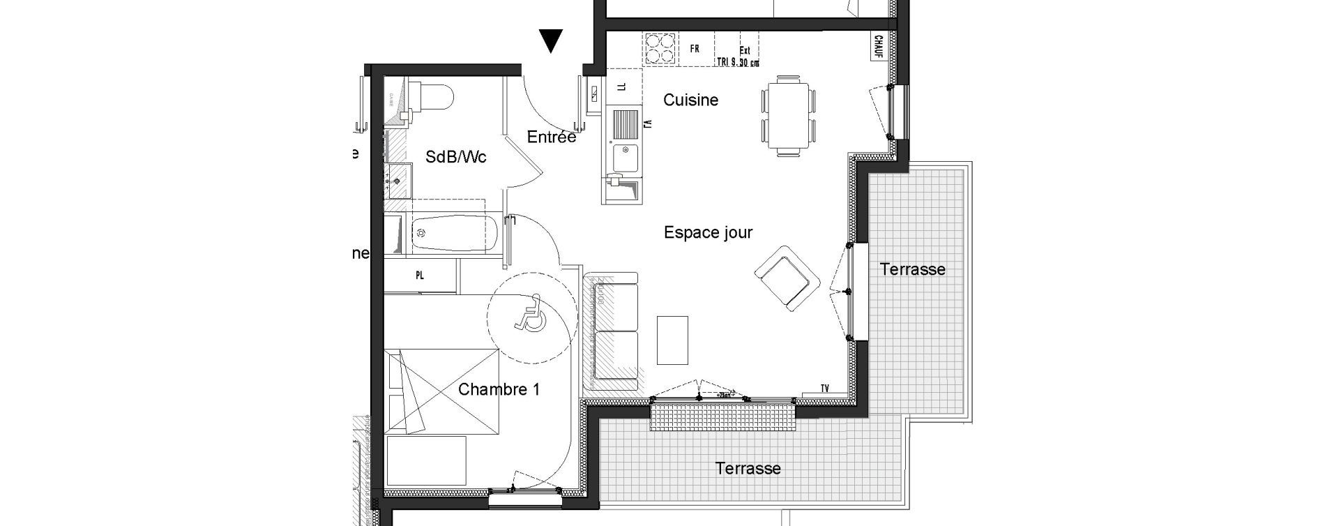 Appartement T2 de 47,80 m2 &agrave; Moissy-Cramayel L arboretum de chanteloup