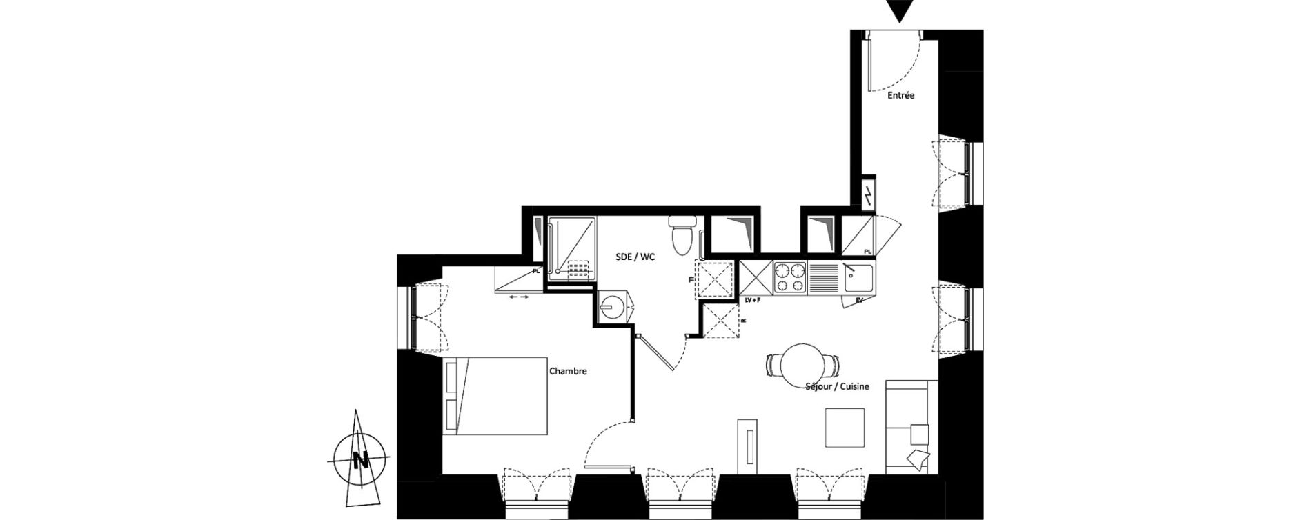 Appartement T2 meubl&eacute; de 42,03 m2 &agrave; Montereau-Fault-Yonne Centre
