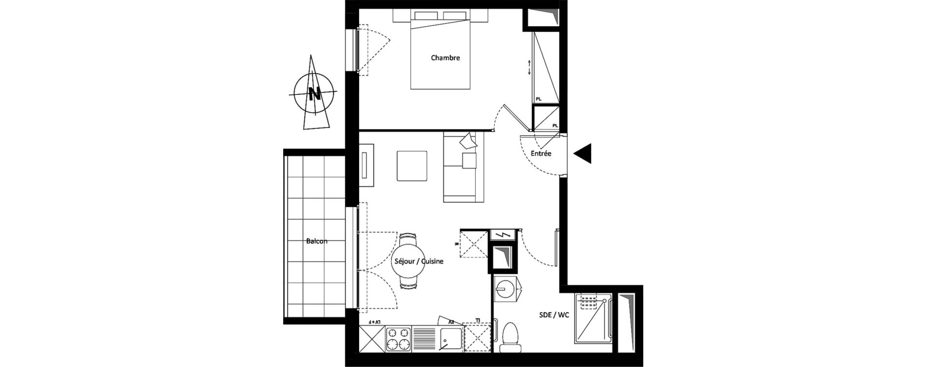 Appartement T2 meubl&eacute; de 38,75 m2 &agrave; Montereau-Fault-Yonne Centre