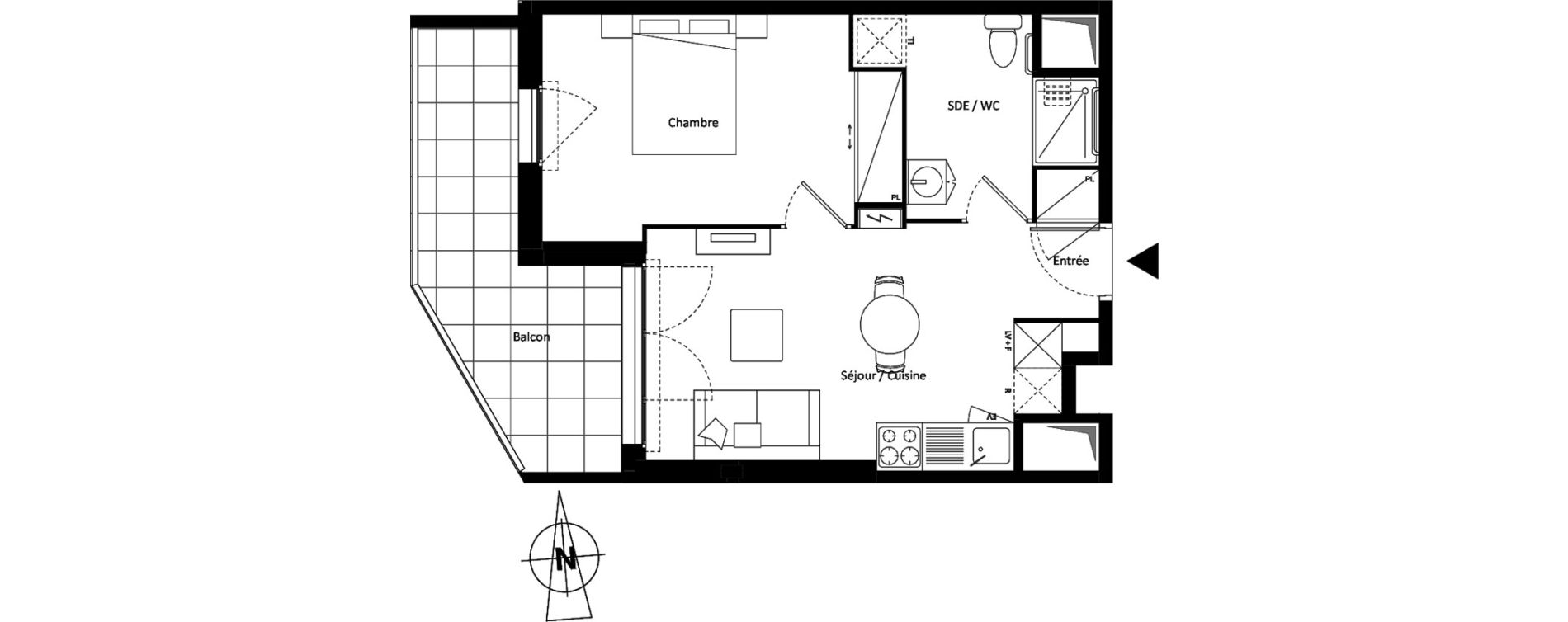 Appartement T2 meubl&eacute; de 39,06 m2 &agrave; Montereau-Fault-Yonne Centre