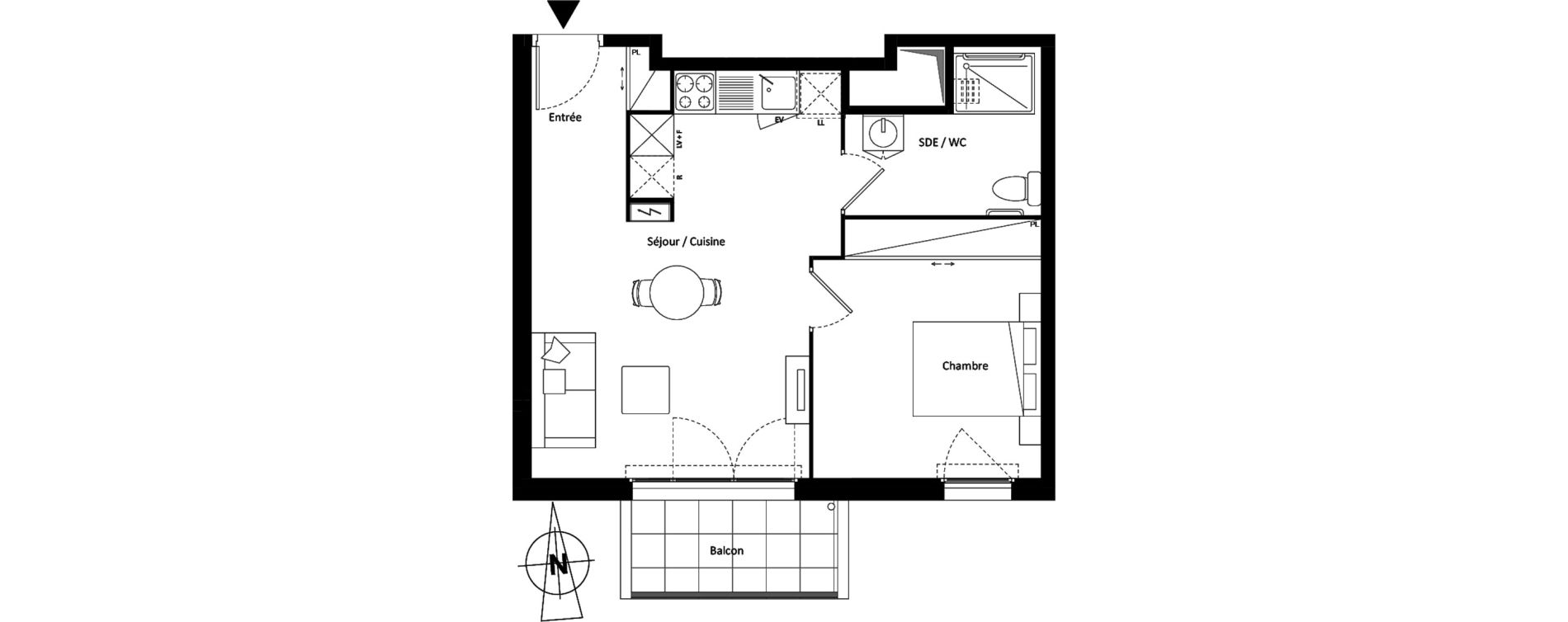 Appartement T2 meubl&eacute; de 44,99 m2 &agrave; Montereau-Fault-Yonne Centre