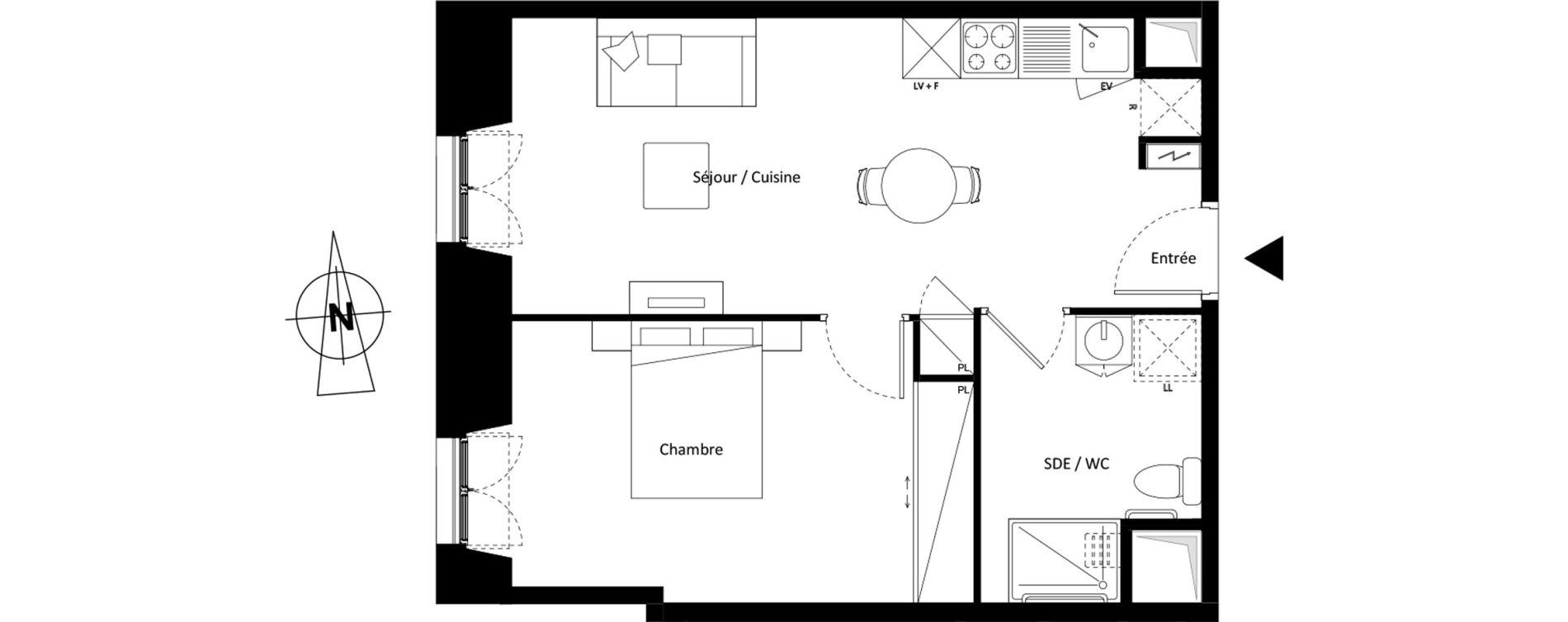 Appartement T2 meubl&eacute; de 43,00 m2 &agrave; Montereau-Fault-Yonne Centre