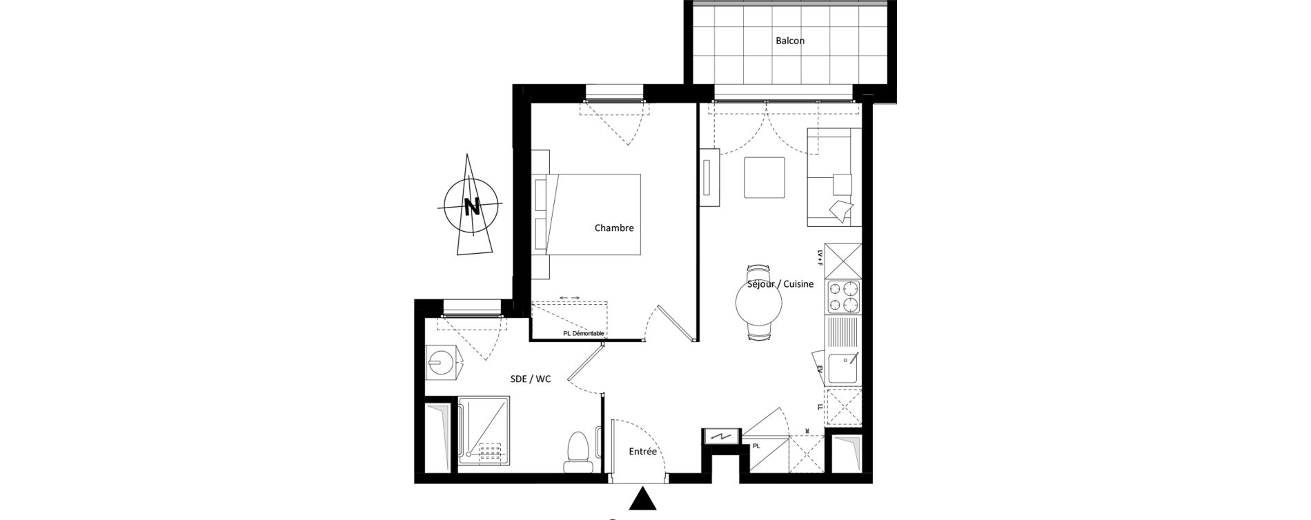 Appartement T2 meubl&eacute; de 39,00 m2 &agrave; Montereau-Fault-Yonne Centre