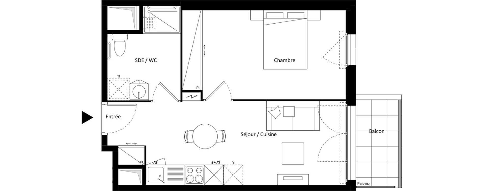 Appartement T2 de 40,71 m2 &agrave; Montereau-Fault-Yonne Centre