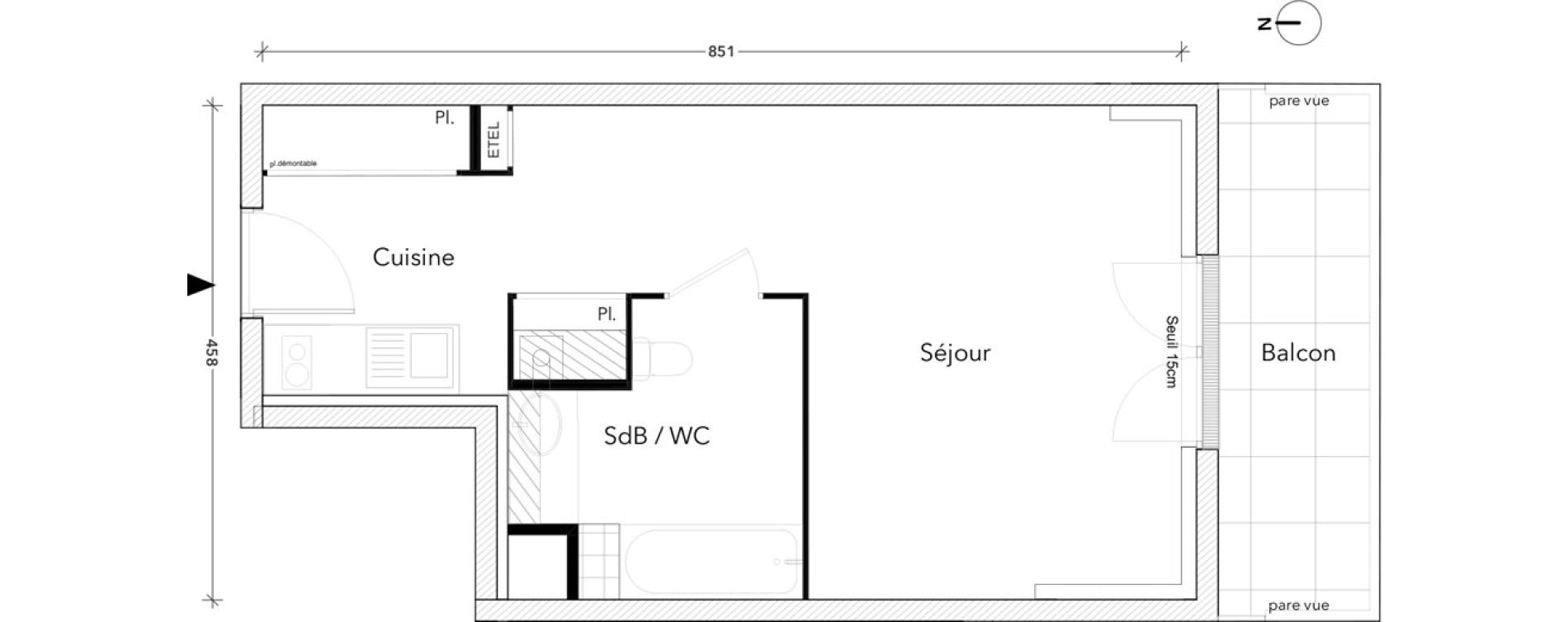 Appartement T1 bis de 33,10 m2 &agrave; Montereau-Fault-Yonne Centre