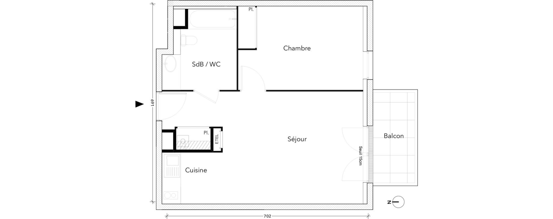 Appartement T2 de 45,87 m2 &agrave; Montereau-Fault-Yonne Centre