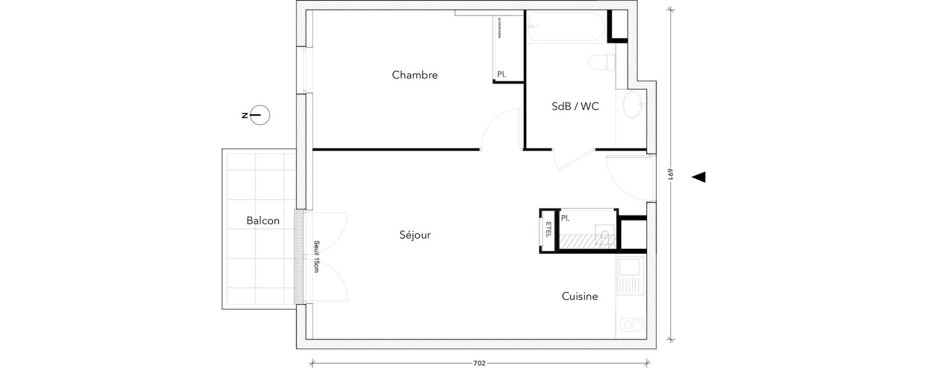 Appartement T2 de 45,89 m2 &agrave; Montereau-Fault-Yonne Centre