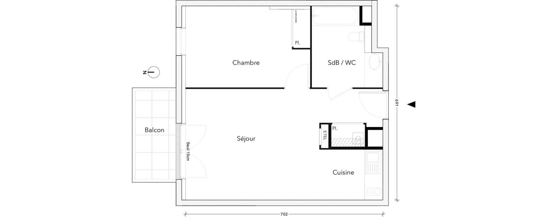 Appartement T2 de 45,89 m2 &agrave; Montereau-Fault-Yonne Centre