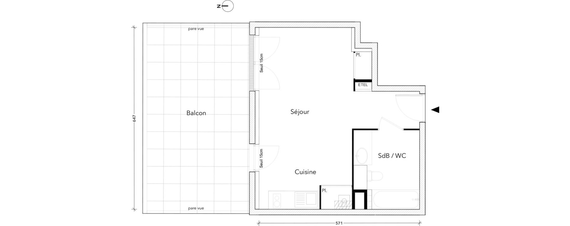 Appartement T1 bis de 31,57 m2 &agrave; Montereau-Fault-Yonne Centre