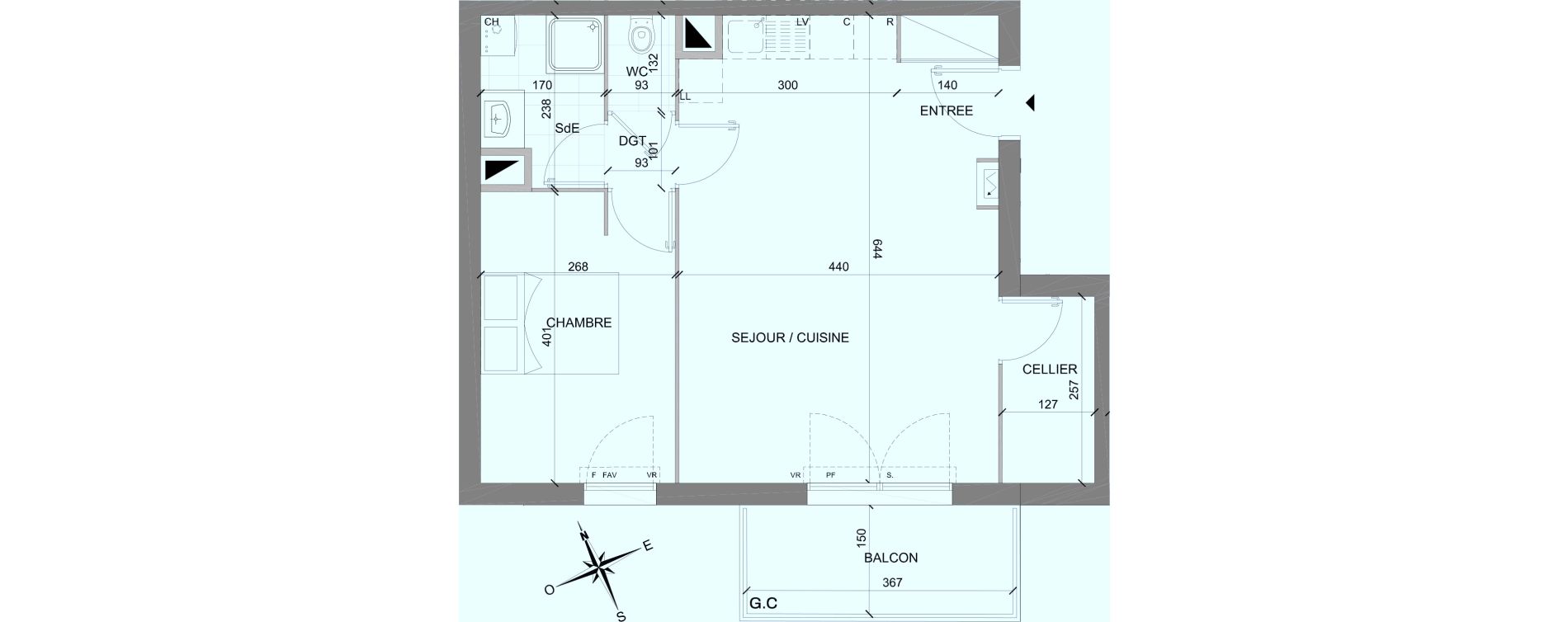 Appartement T2 de 47,55 m2 &agrave; Mont&eacute;vrain Centre
