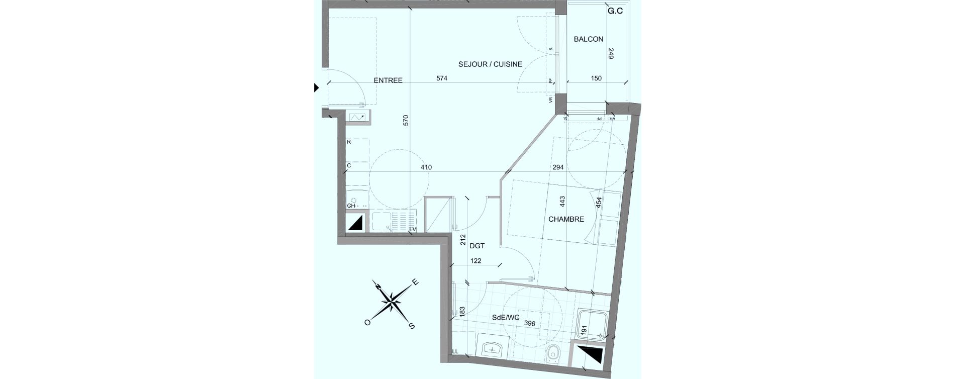 Appartement T2 de 48,21 m2 &agrave; Mont&eacute;vrain Centre