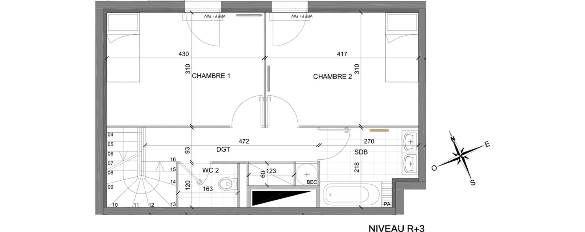 Duplex T3 de 72,44 m2 &agrave; Mont&eacute;vrain Centre