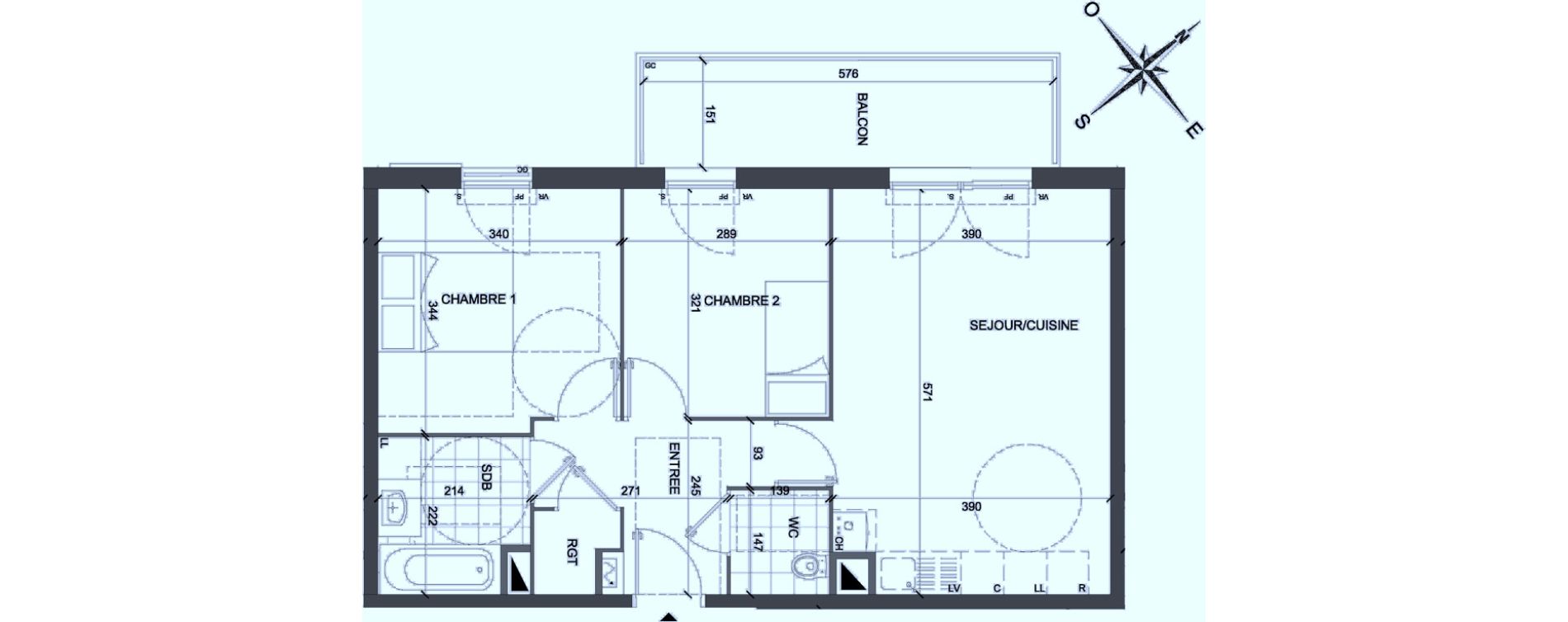 Appartement T3 de 56,72 m2 &agrave; Mont&eacute;vrain Centre