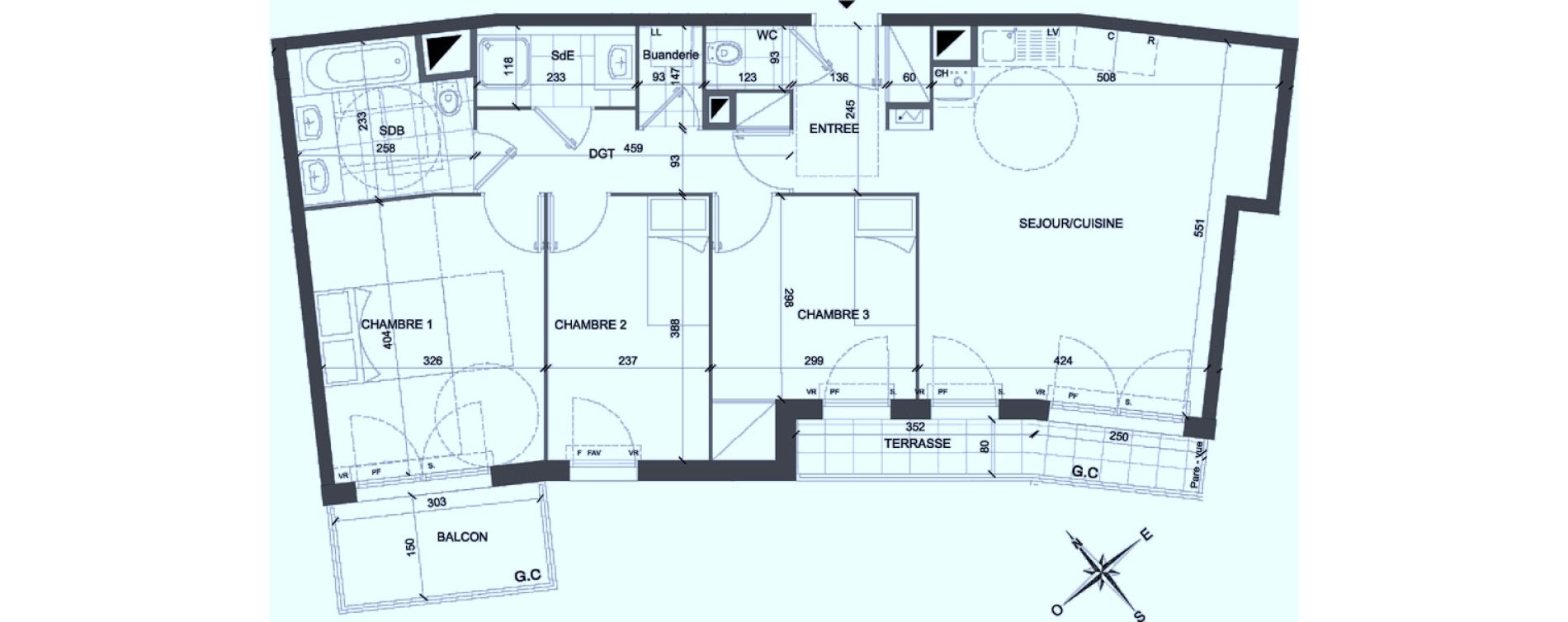 Appartement T4 de 78,16 m2 &agrave; Mont&eacute;vrain Centre