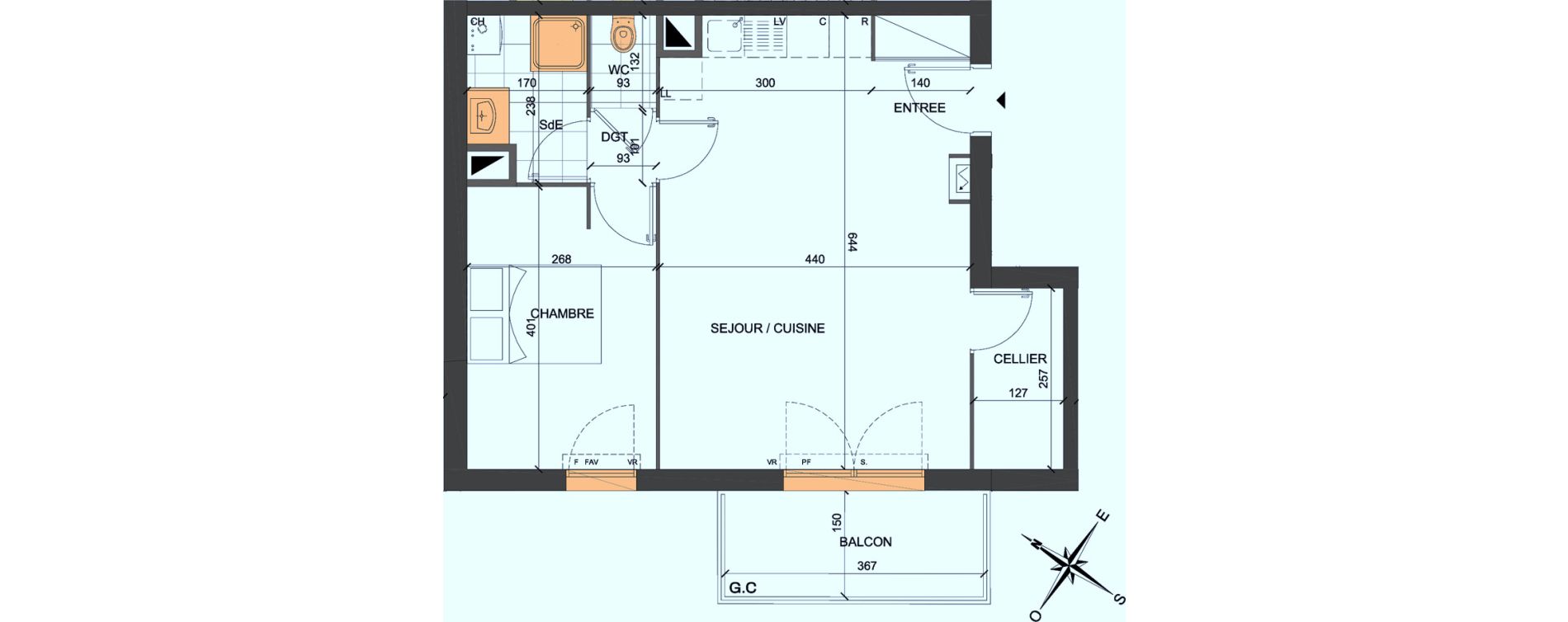 Appartement T2 de 47,55 m2 &agrave; Mont&eacute;vrain Centre