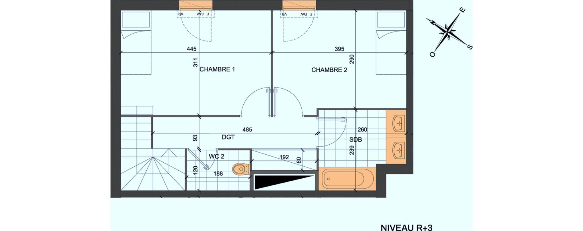 Duplex T3 de 73,39 m2 &agrave; Mont&eacute;vrain Centre