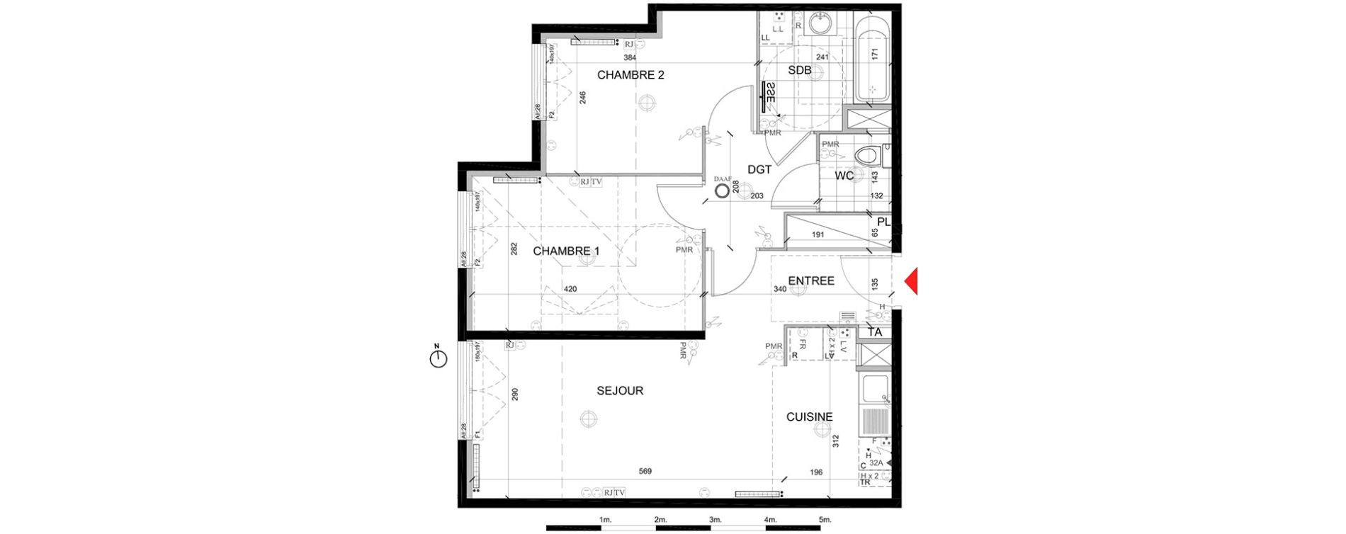 Appartement T3 de 60,27 m2 &agrave; Mont&eacute;vrain Centre
