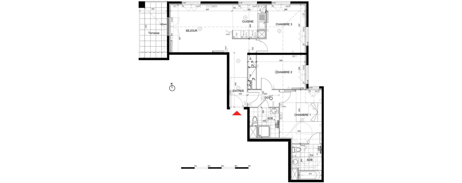 Appartement T4 de 75,31 m2 &agrave; Mont&eacute;vrain Centre