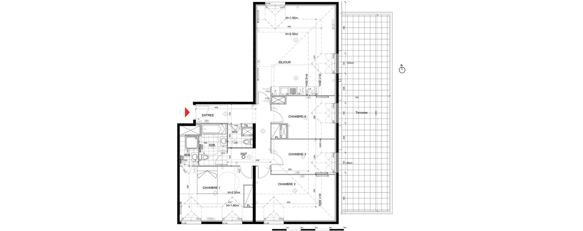 Appartement T5 de 98,99 m2 &agrave; Mont&eacute;vrain Centre