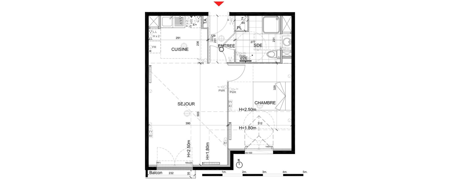 Appartement T2 de 44,55 m2 &agrave; Mont&eacute;vrain Centre