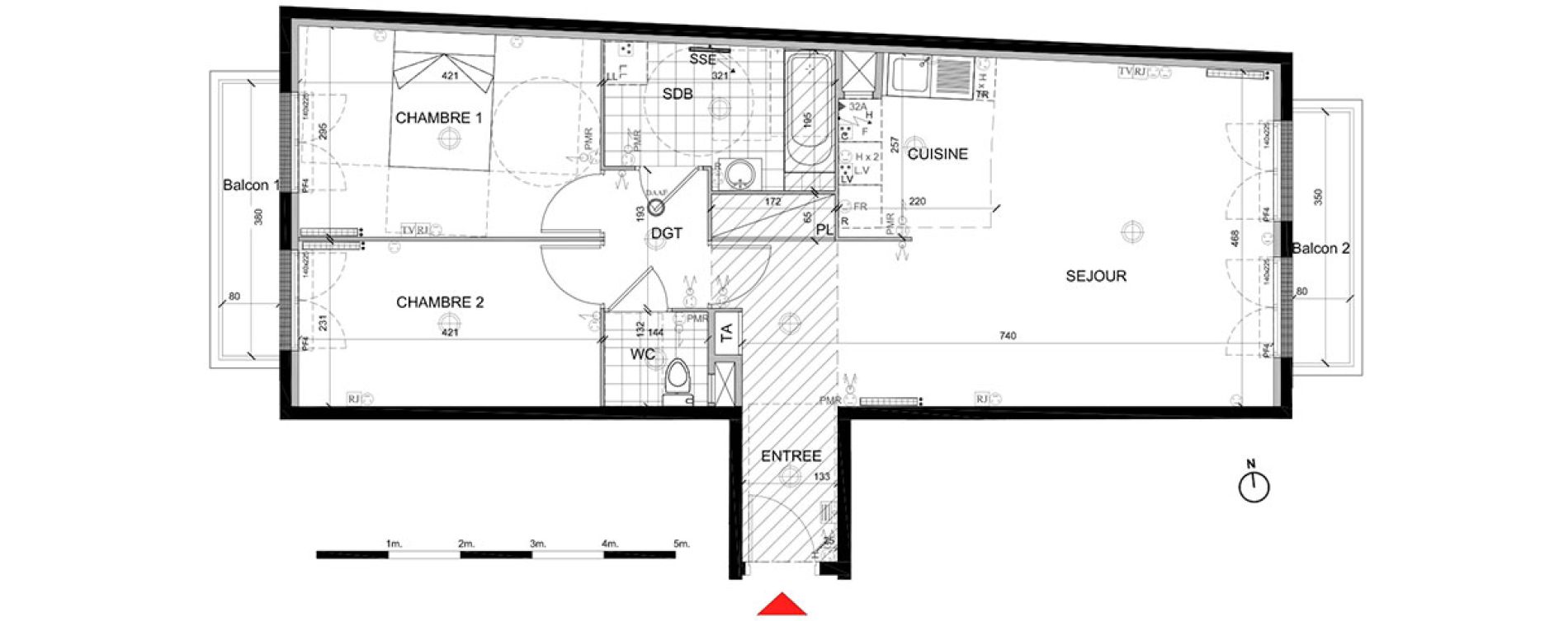Appartement T3 de 68,60 m2 &agrave; Mont&eacute;vrain Centre