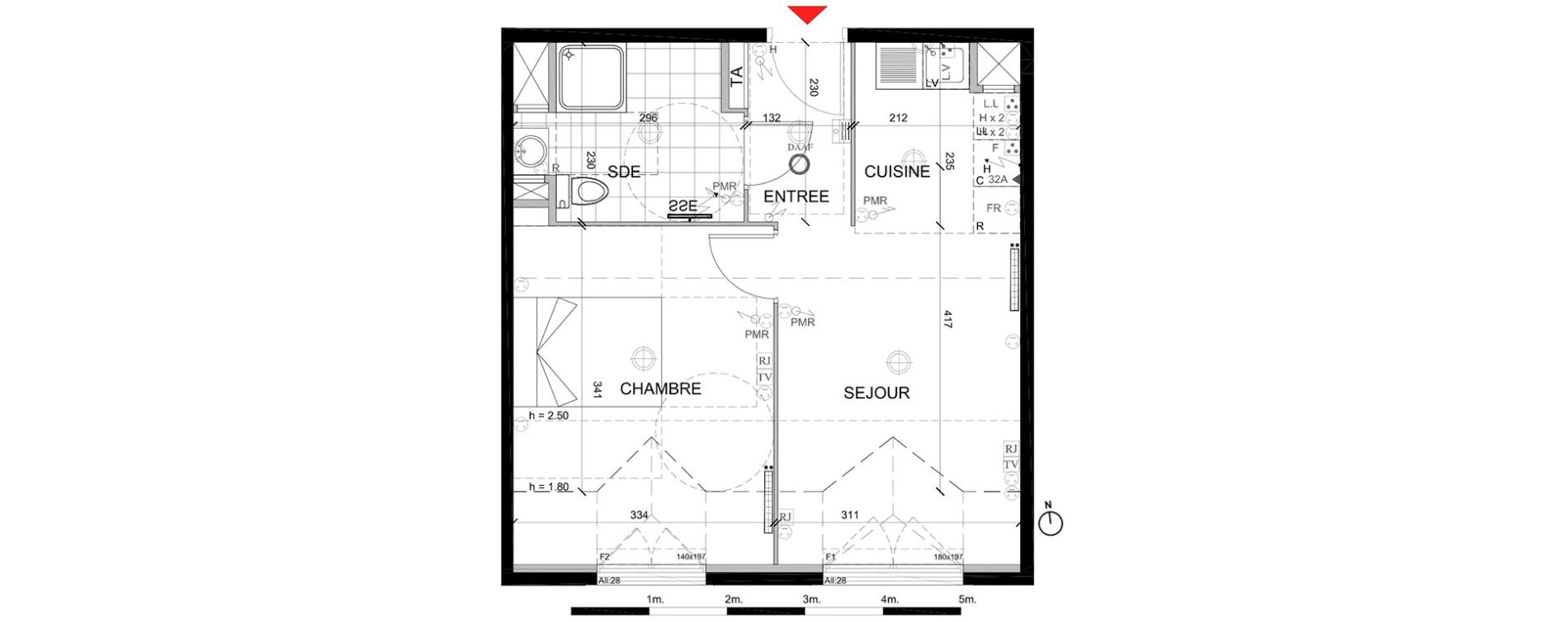 Appartement T2 de 38,57 m2 &agrave; Mont&eacute;vrain Centre