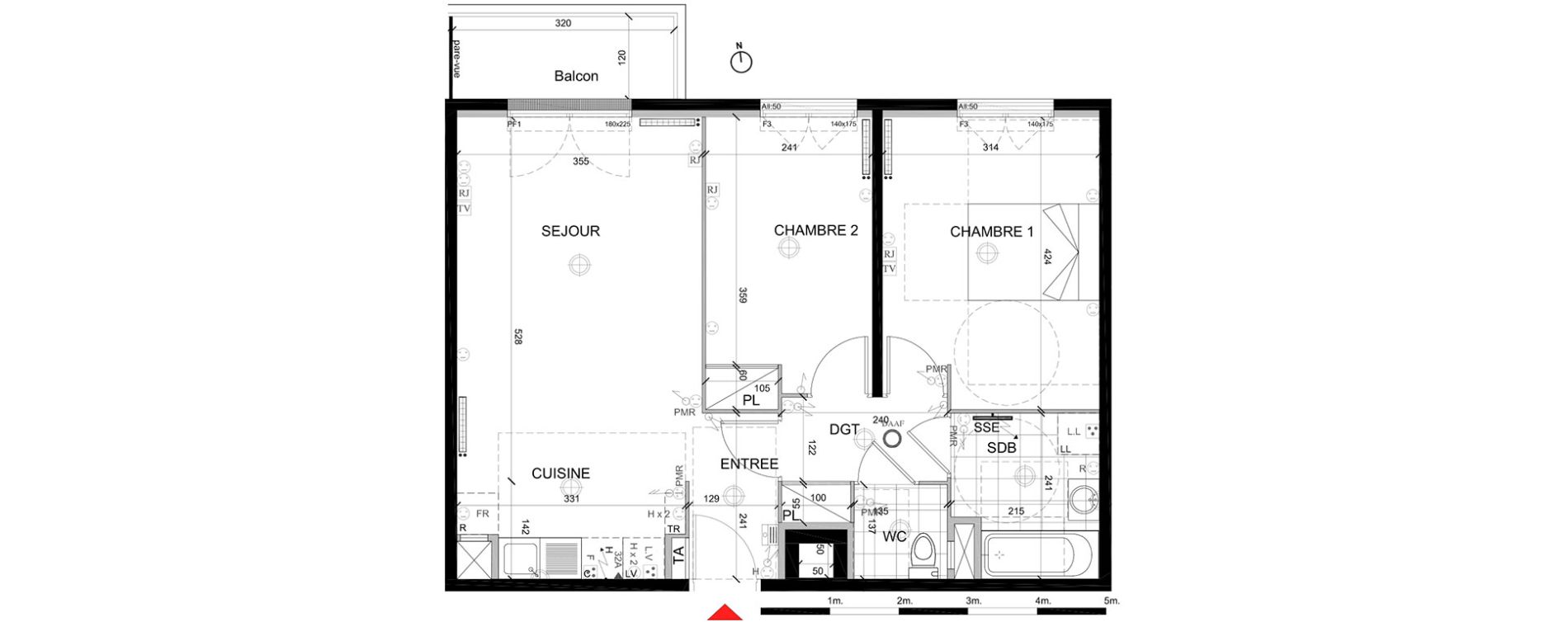 Appartement T3 de 58,90 m2 &agrave; Mont&eacute;vrain Centre