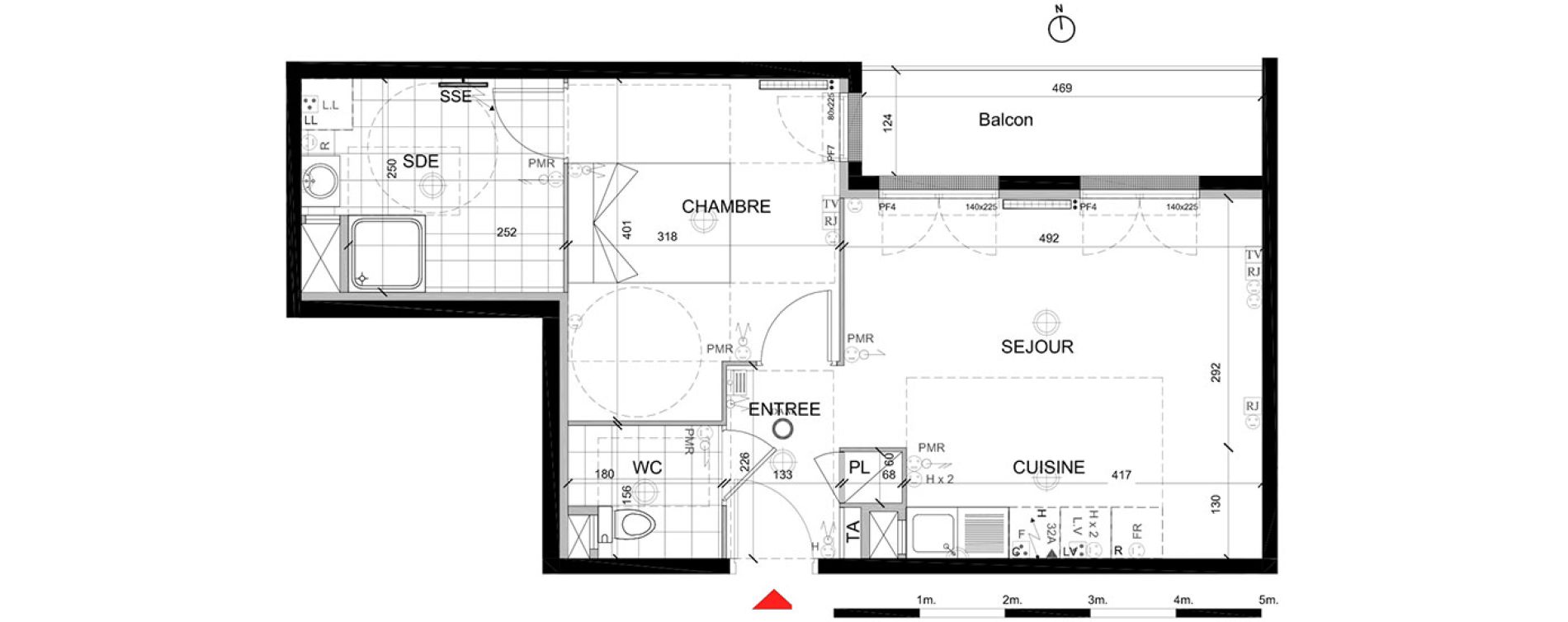 Appartement T2 de 44,76 m2 &agrave; Mont&eacute;vrain Centre