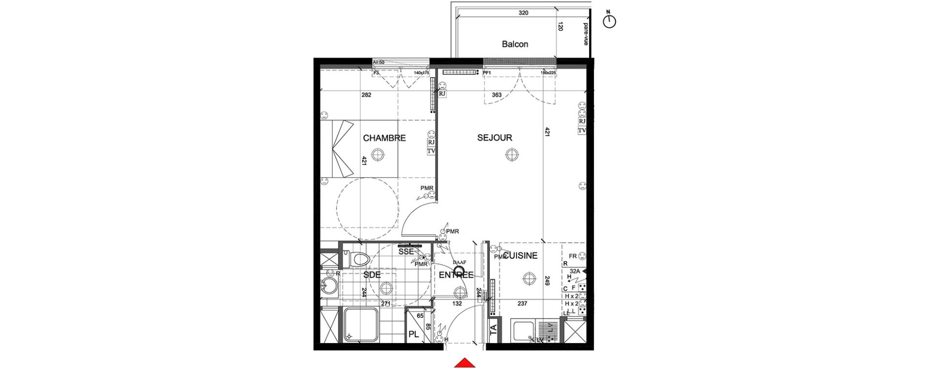 Appartement T2 de 41,48 m2 &agrave; Mont&eacute;vrain Centre
