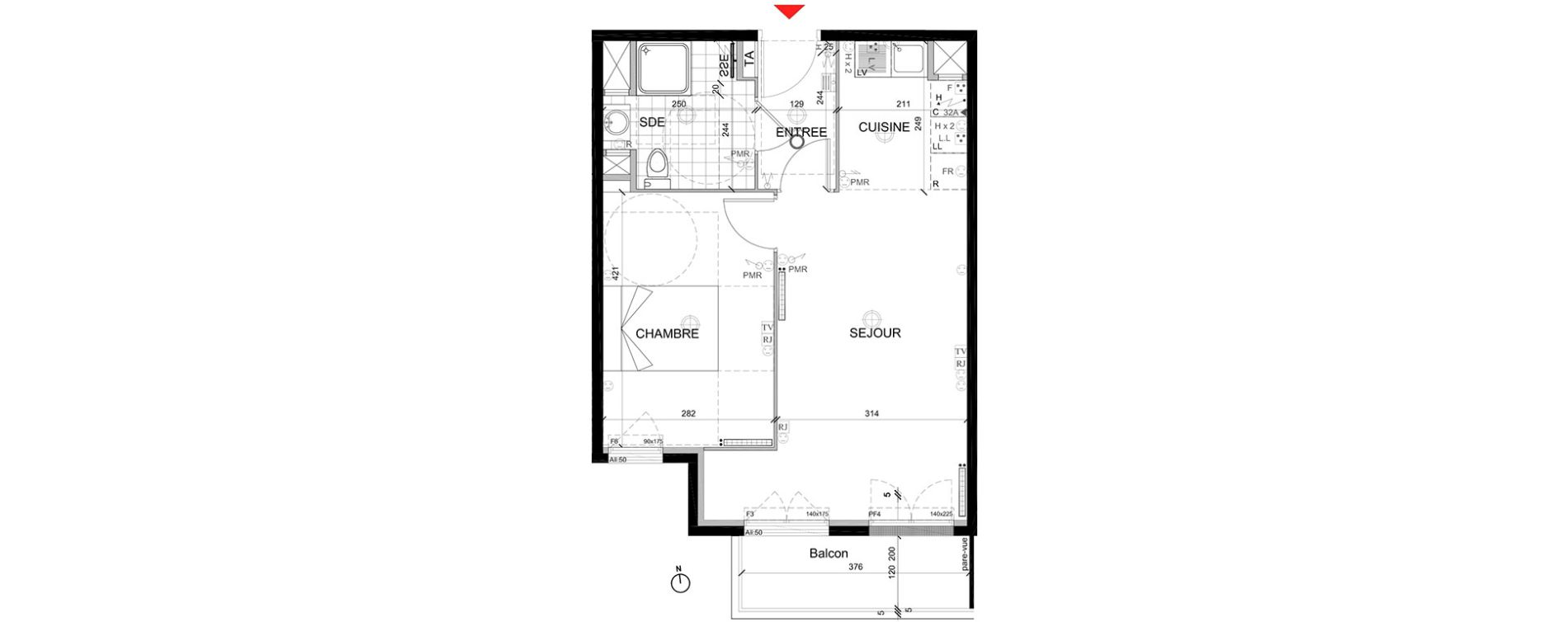 Appartement T2 de 43,36 m2 &agrave; Mont&eacute;vrain Centre