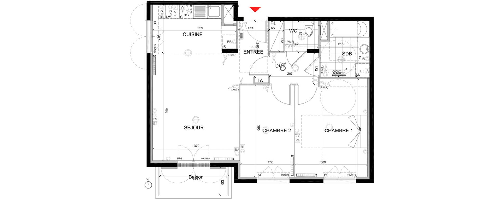 Appartement T3 de 59,32 m2 &agrave; Mont&eacute;vrain Centre