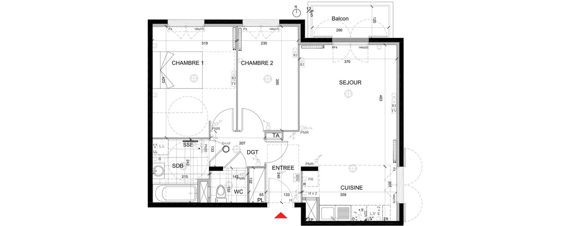 Appartement T3 de 59,79 m2 &agrave; Mont&eacute;vrain Centre